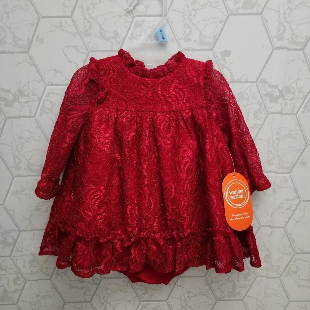 Nwt Holiday Christmas Valentine's Day  Baby Girl's Lace Dress